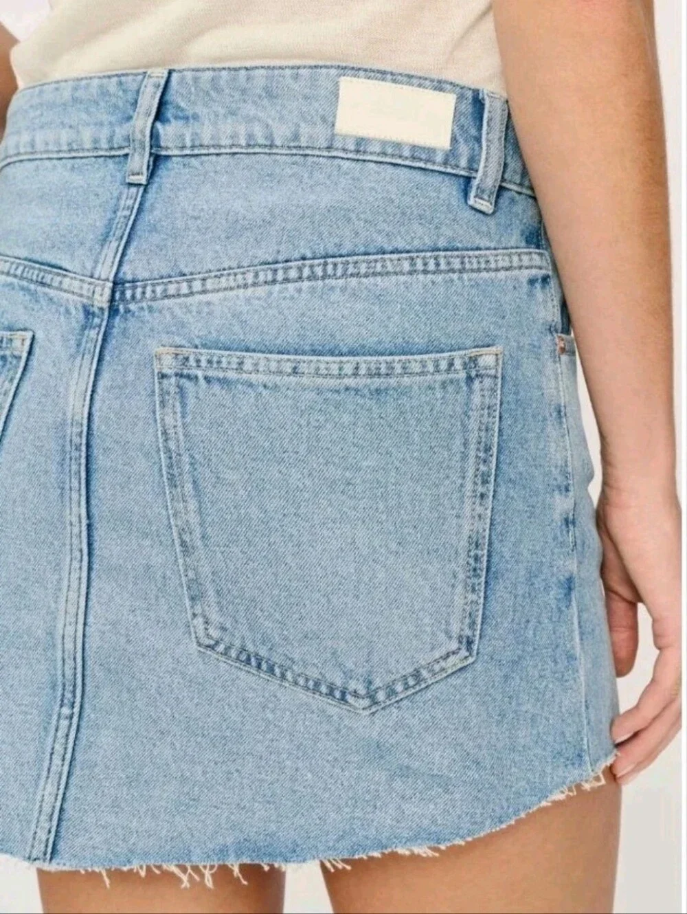 DL1961 Light Blue Denim Mini Skirt with Frayed Hem MSRP $169